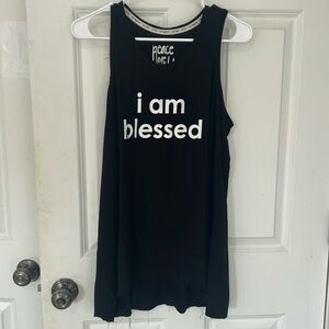 Peace Love World Women’s Tank Top cotton shirt, size small black extra long